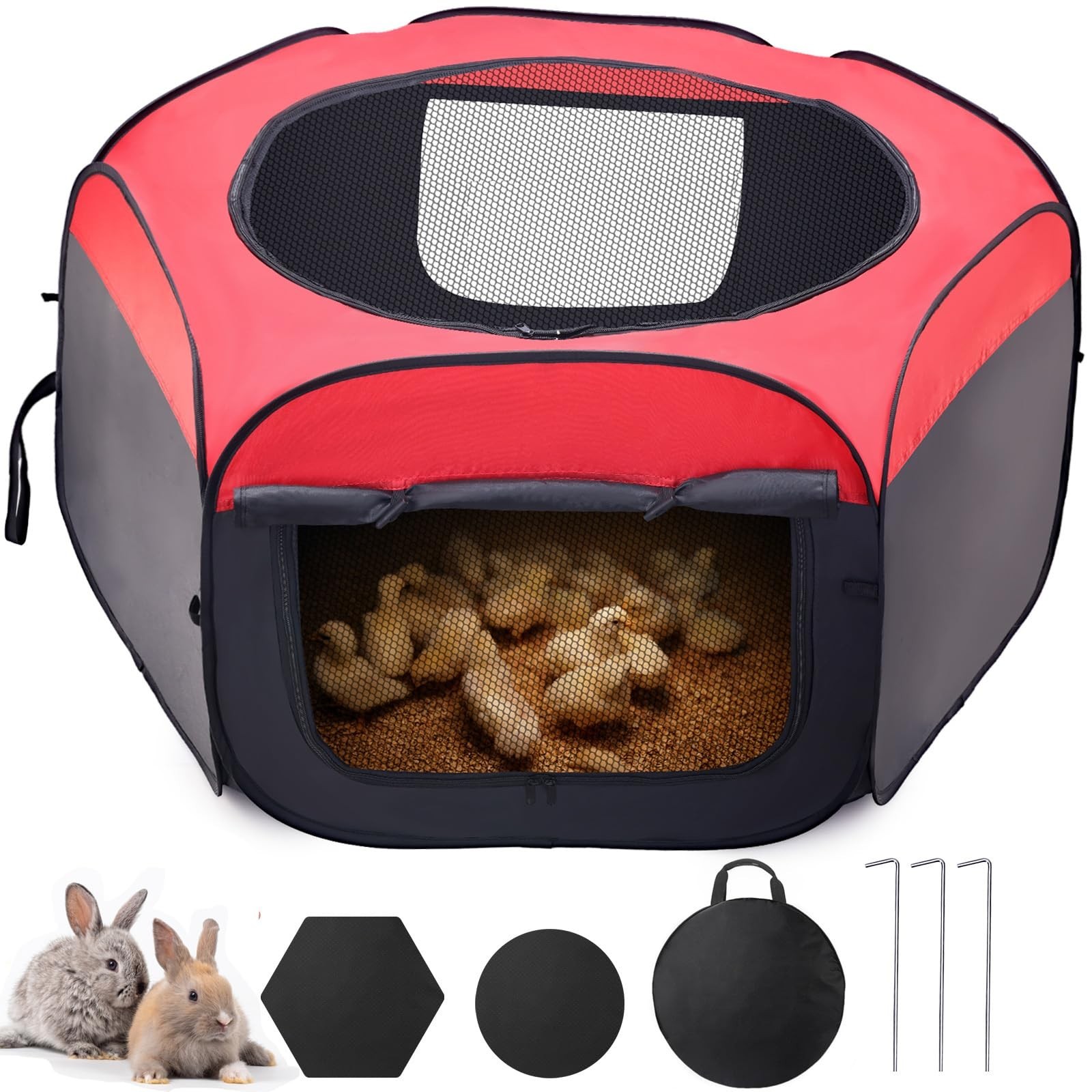 Brooder Box for Chick, Portable Baby Chicken Coop with Double Door and Zipper...