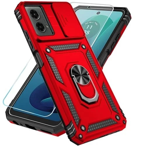 Heavy Duty Phone Case w/ Kickstand & Camera Cover for Moto G 5G 2024 + Screen