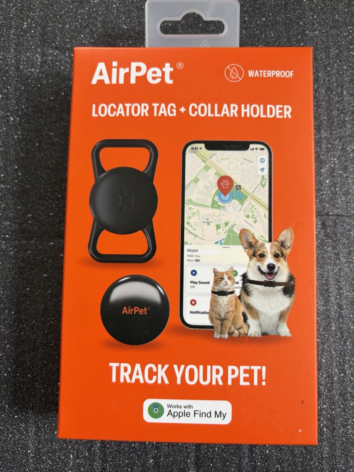 AirPet Locator Tag Holder Pet Tracker Black Lightweight Apple Find My Pet Safety