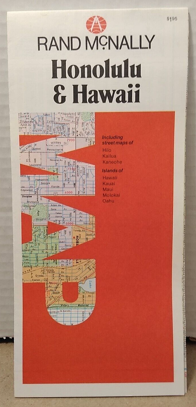 Honolulu & Hawaii Vintage 1980's Rand McNally City Map