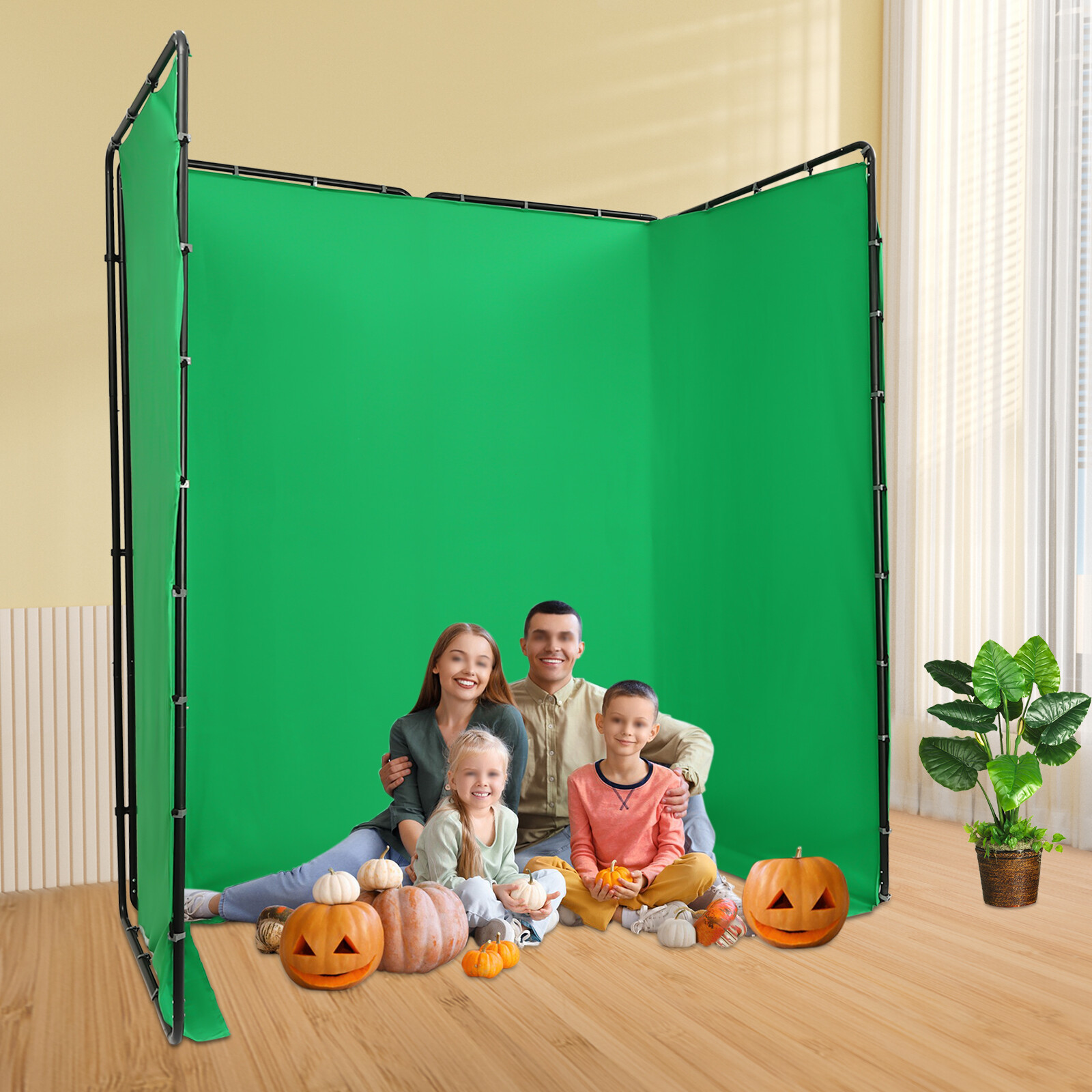 Photography Backdrop Stand Kit With Green Cloth 13.12*7.87ft For Photo Studio