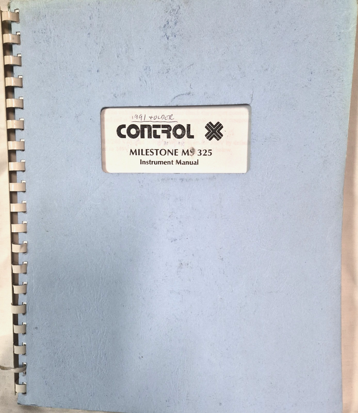 Control X Milestone MS 325 X-Ray Service And Operators Manual