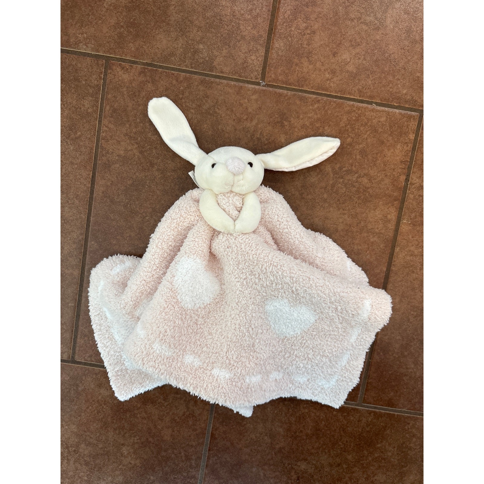 Barefoot Dreams CozyChic Dream Buddie Pink/White Lovey Baby Blanket
