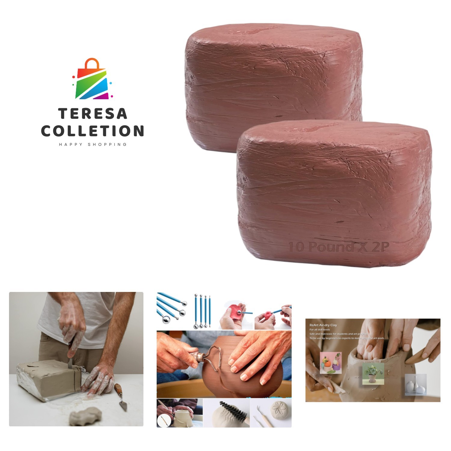 Natural Air-Dry Clay, Pottery Clay, All-Purpose Modeling Clay 20lbs for Sculp...