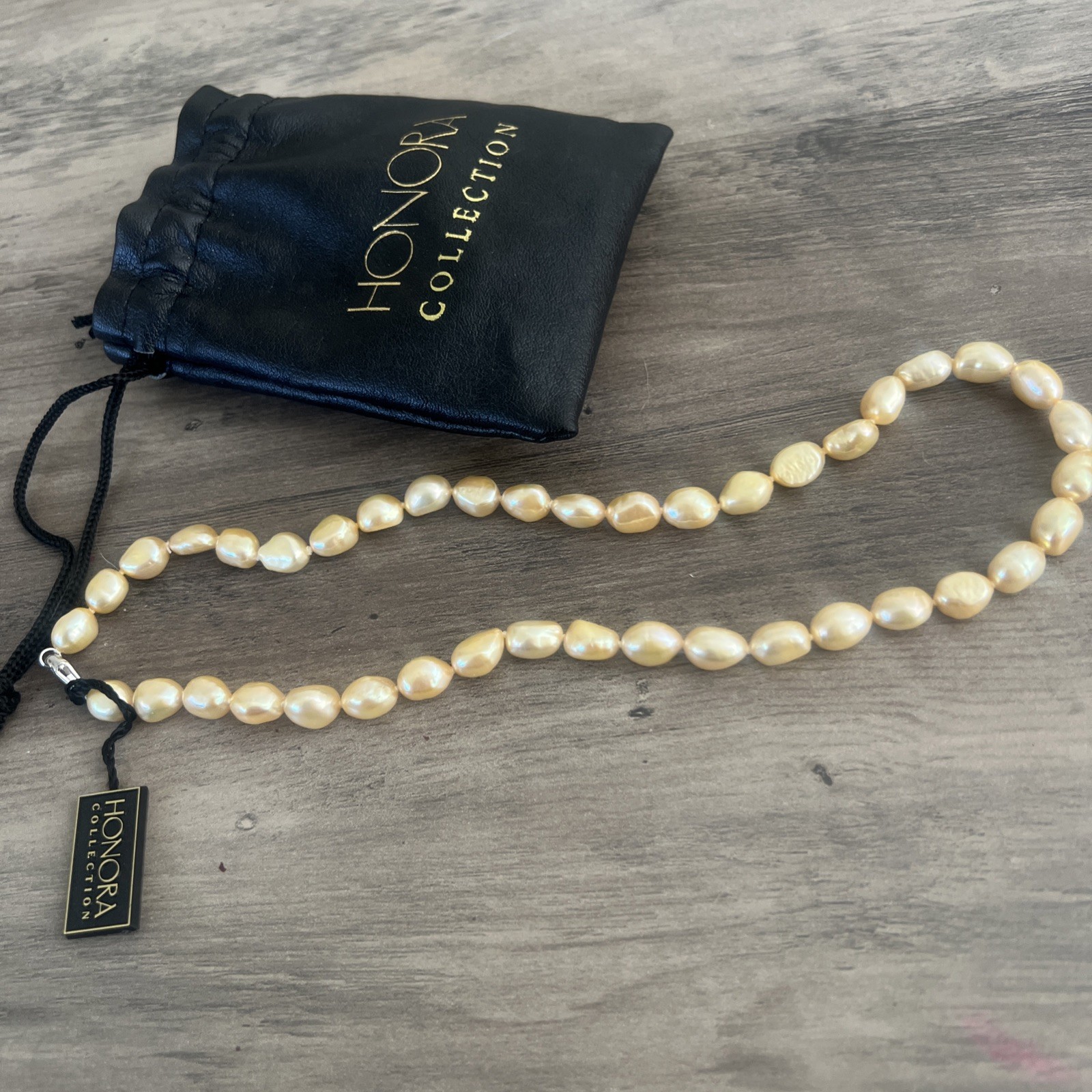 High Quality HONORA  Freshwater Oval Pearl Necklace Sterling Clasp 16”