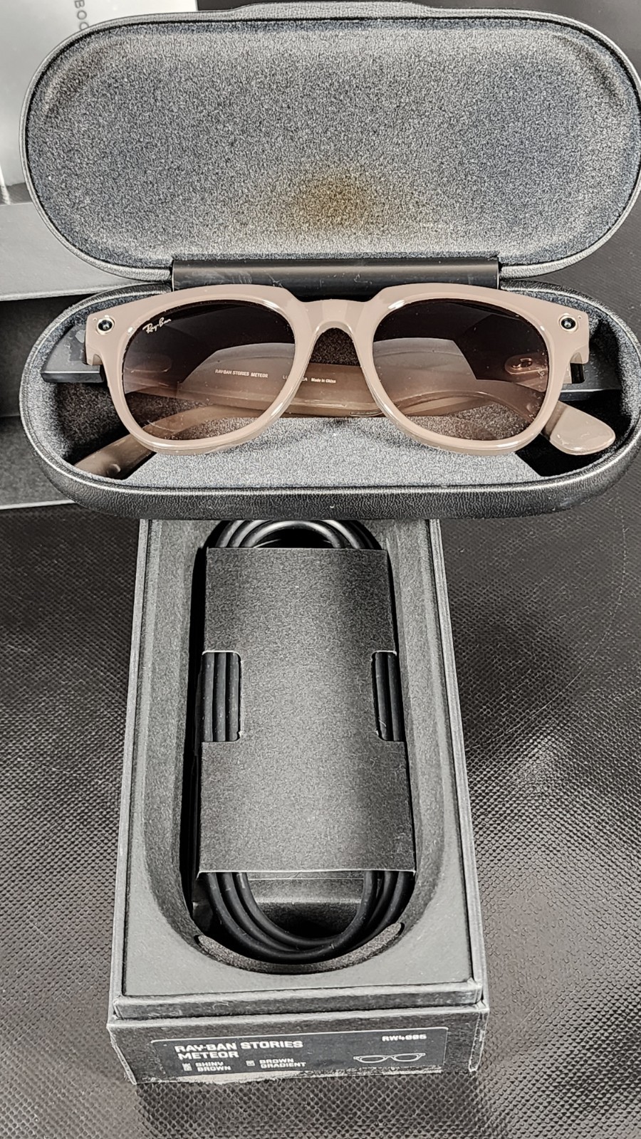 Ray-Ban Stories Meteor Smart Glasses 51-21 Black 3N Facebook NIB