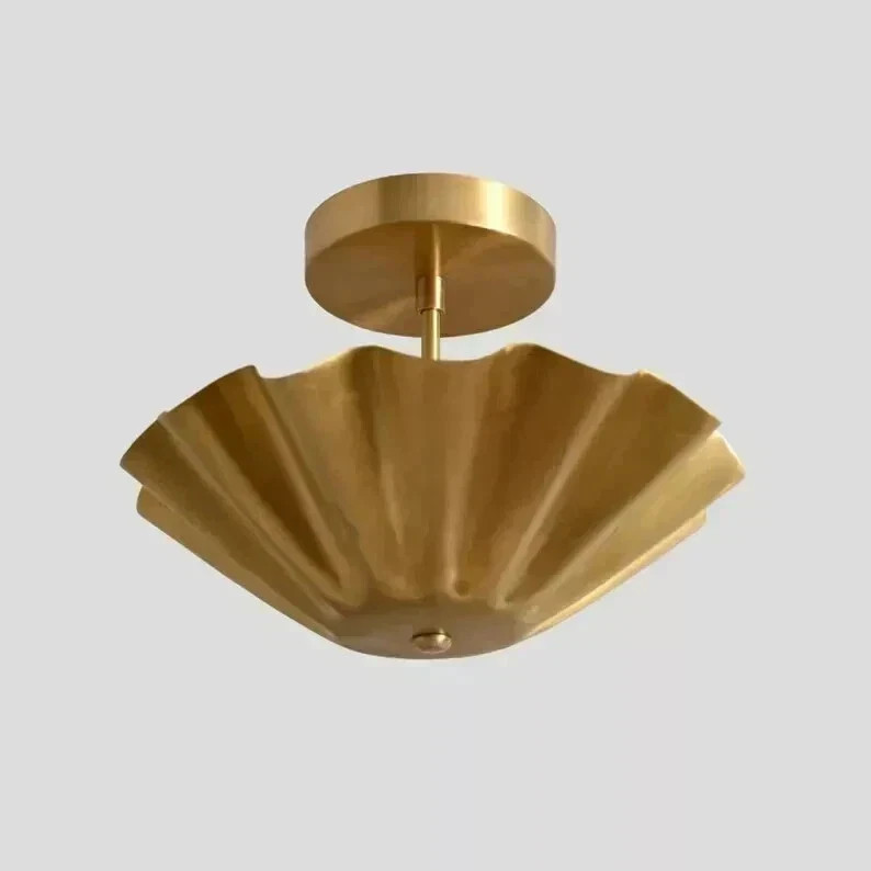 Vintage Style Brass Flush Mount Ceiling Lamp – Handmade Lighting Fixture