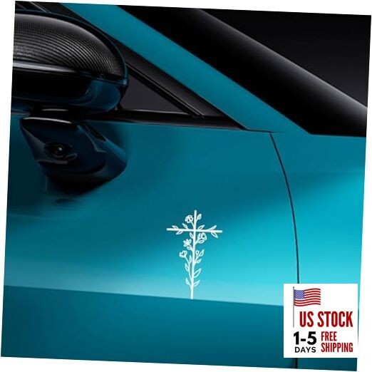 Cross & Floral Car Sticker Decal, Christian Vehicle Window Sticker, Vinyl 1PC