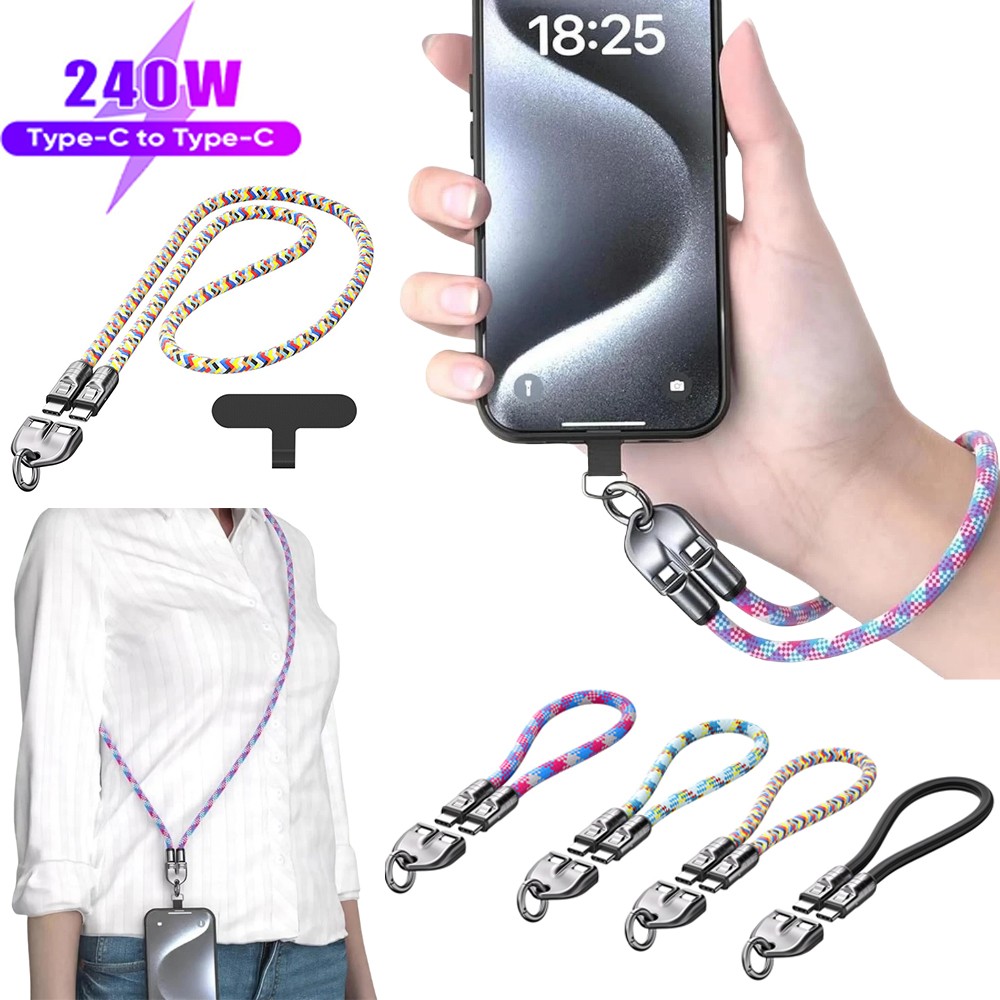 Fast Charging USB C Data Line Cable Wrist Strap Multi-Function Lanyard Design ☾