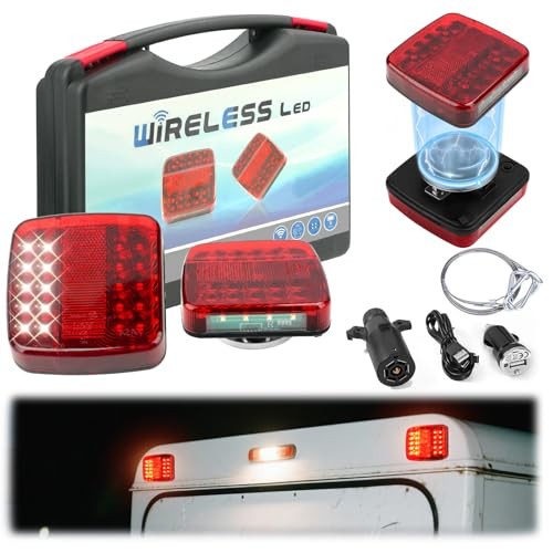 Wireless Trailer Lights Kit Magnetic, LED Wireless Tail Lights for Trailer 