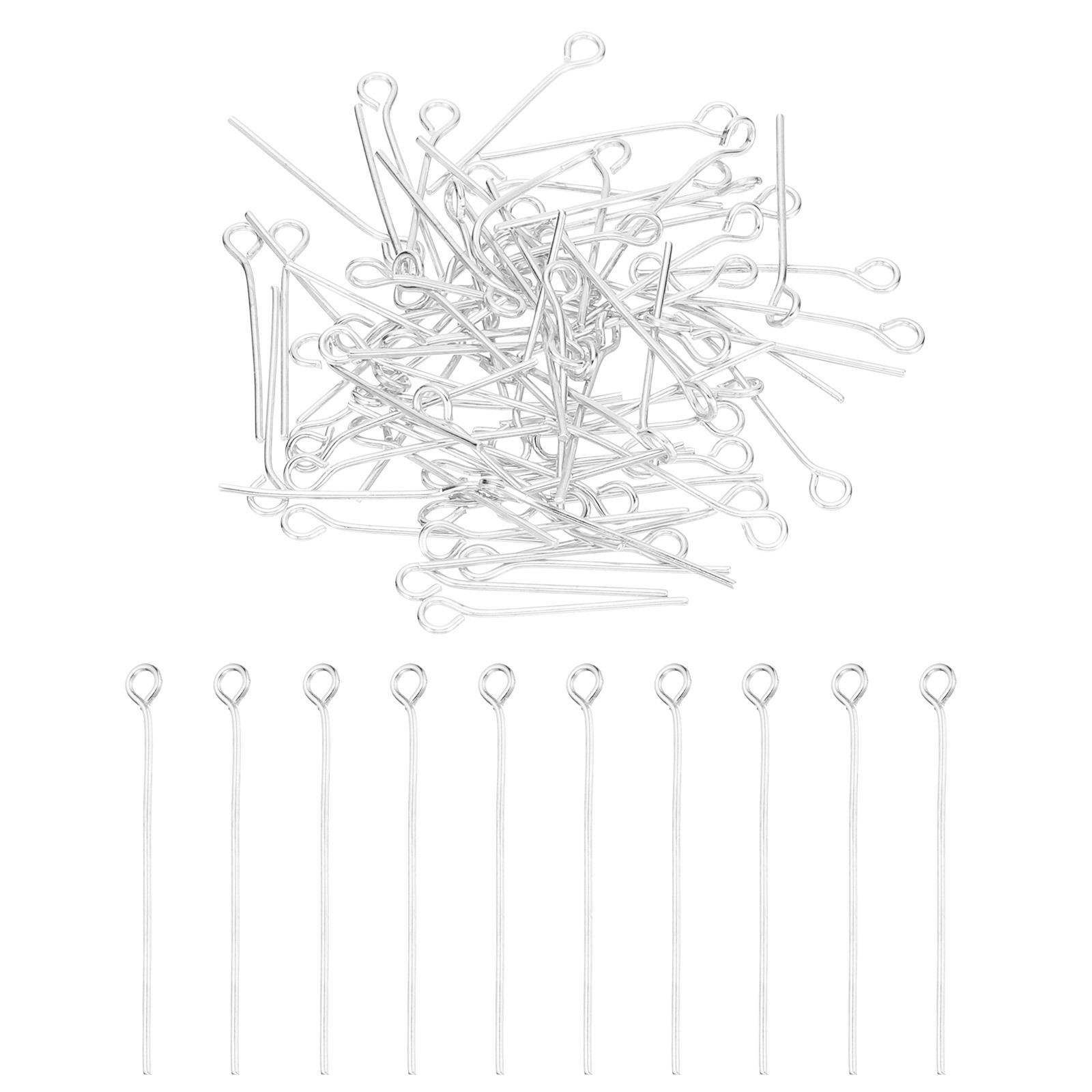 20mm Open Eye Pins, 150Pcs 21 Gauge Metal Head Pins Needles, Silver Tone