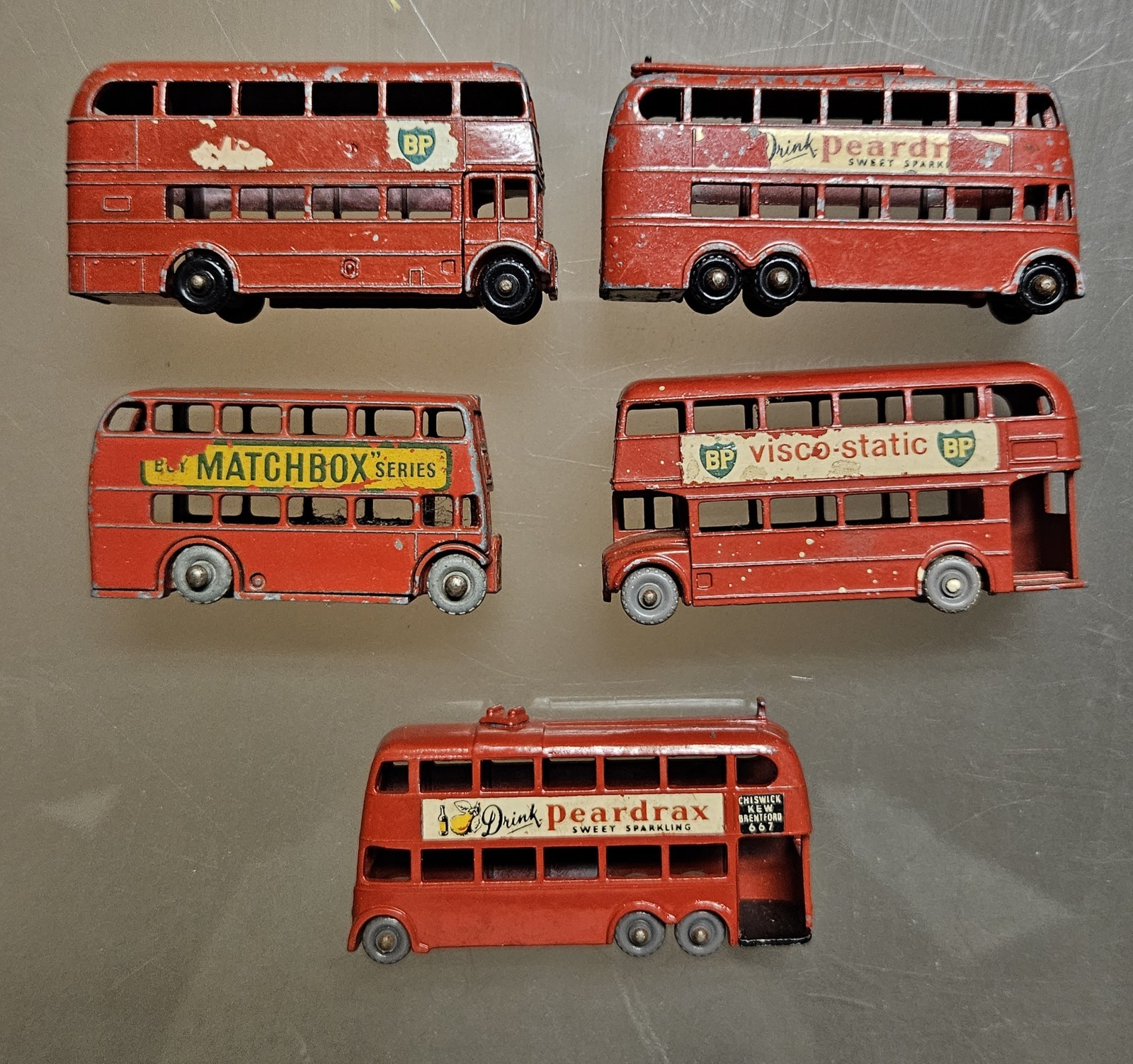Vintage 1950s-60s Lesney Matchbox Routemaster London Trolley Buses Die Cast Lot