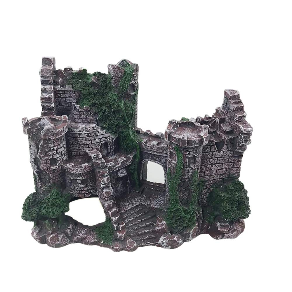 Yimaa Large Fish Tank Decorations Castle Aquarium 8x6x6 inchs, Green 
