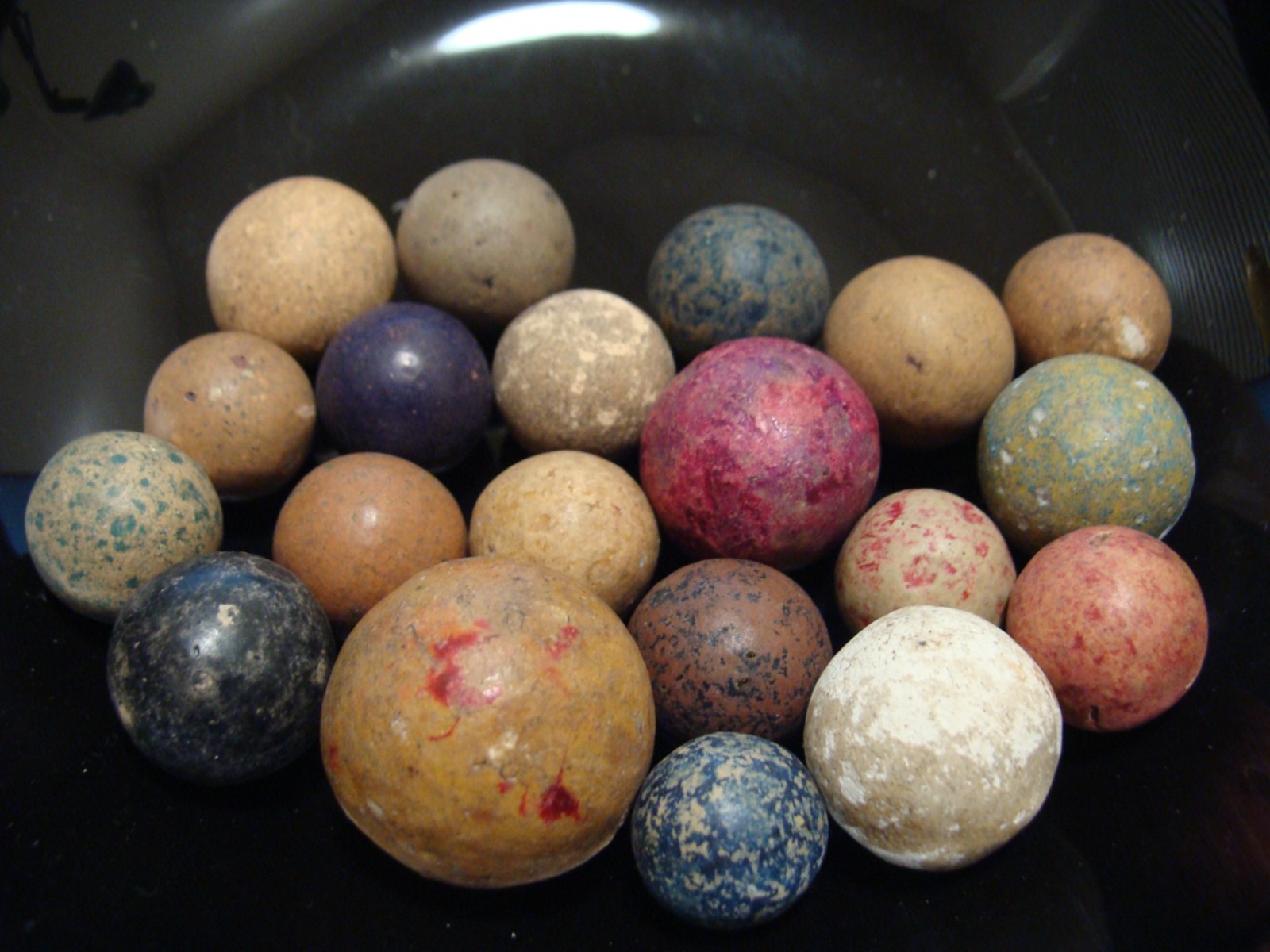 20 Marbles Antique Vintage Clay W Shooter Civil War Primitives Old Toys Sweet