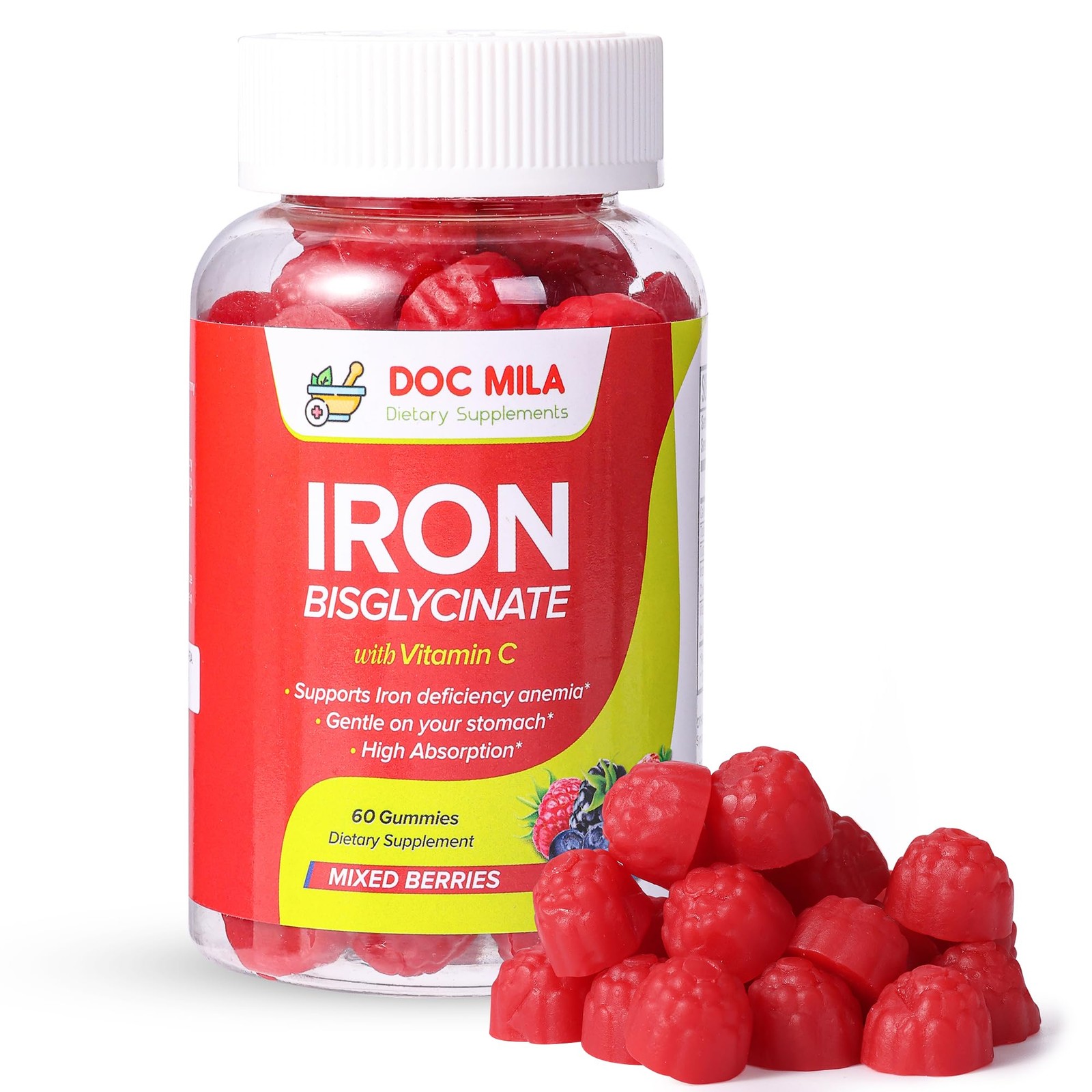 Iron Supplement for Kids and Adults - 60 Count (Pack of 1), Red 