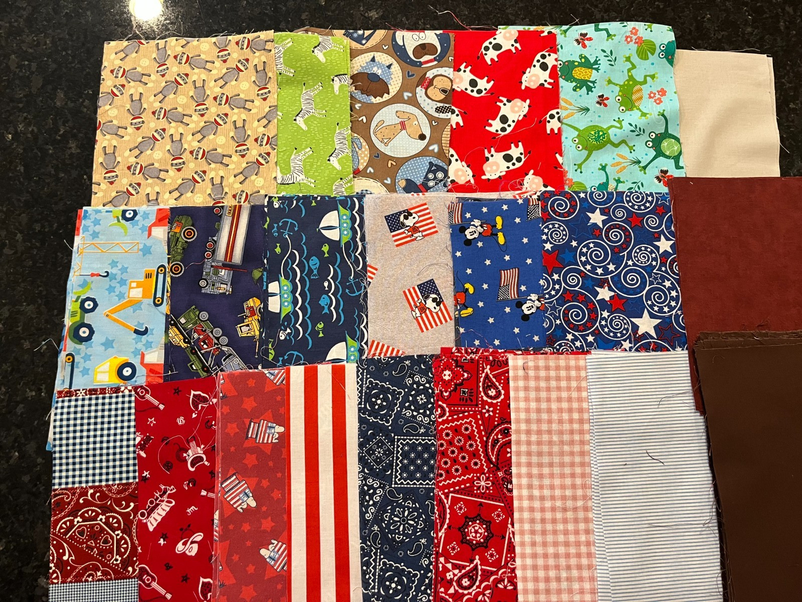 Large Lot of 7 X 9 Cotton Fabric Pieces 73 of them for Sewing Quilting