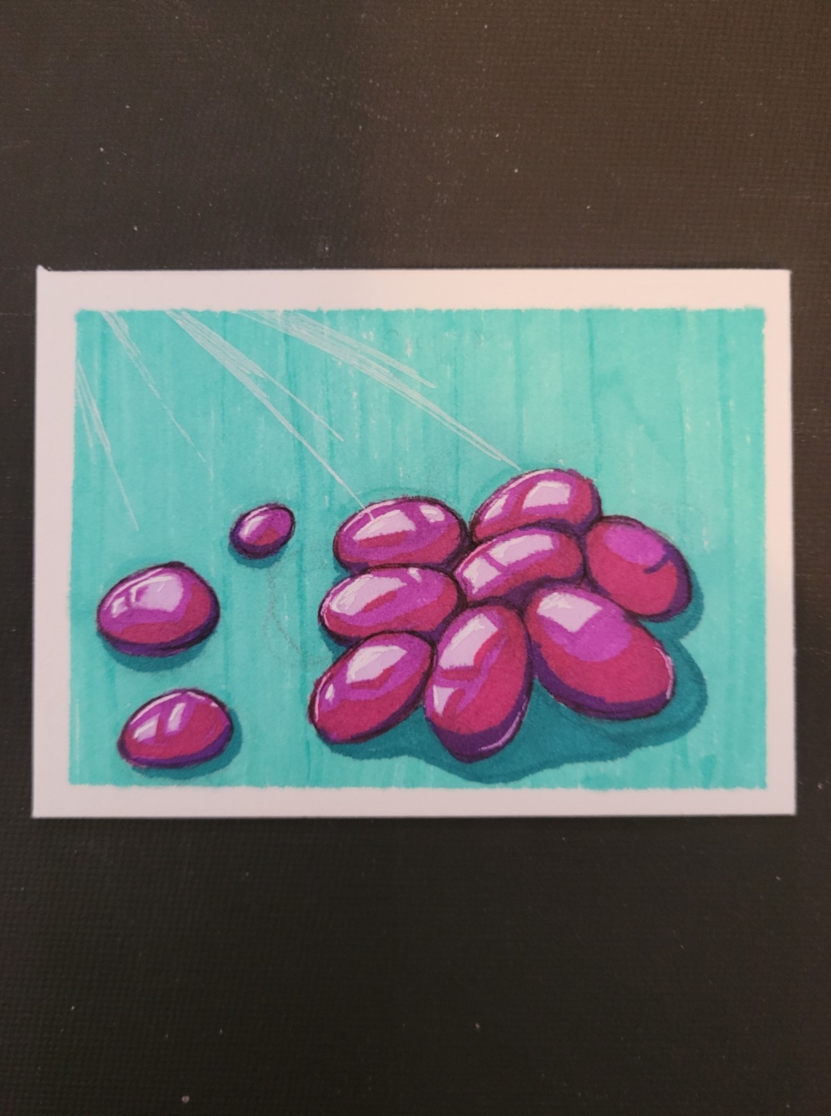 ACEO Original Alcohol Ink Art 2.5x3.5 - "Abundance" Grape Study by K. Bundy