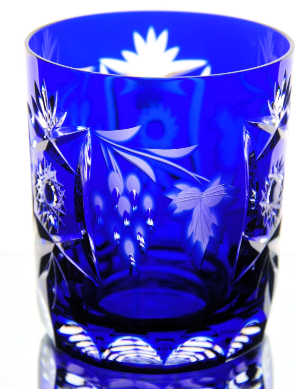Nachtmann Traube Cobalt Blue Cut to Clear Crystal Whiskey DOF Signed