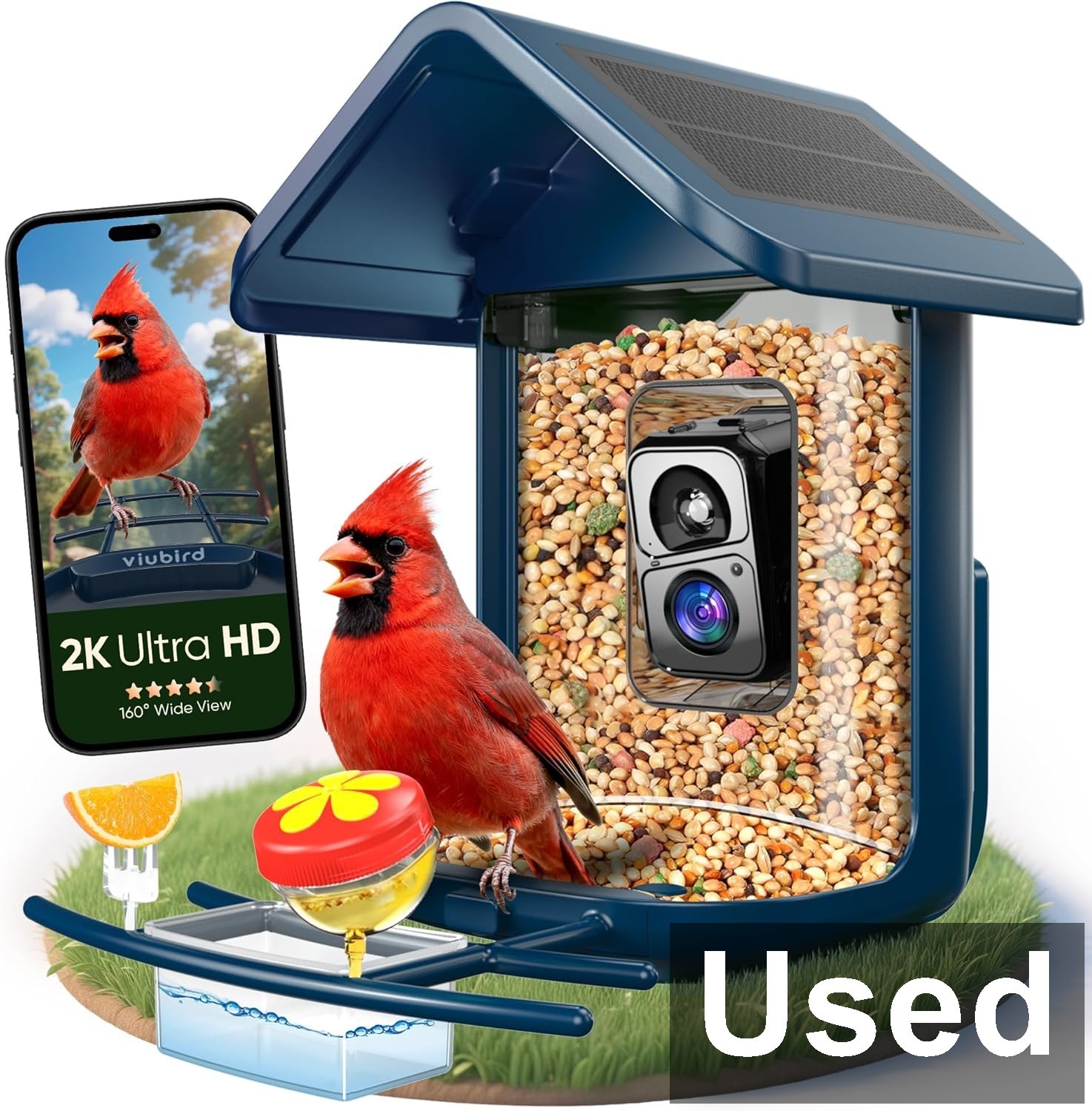 VIUBIRD JL0002-01 - Solar Powered, Smart Bird Feeder with Camera, Blue - OPENBOX