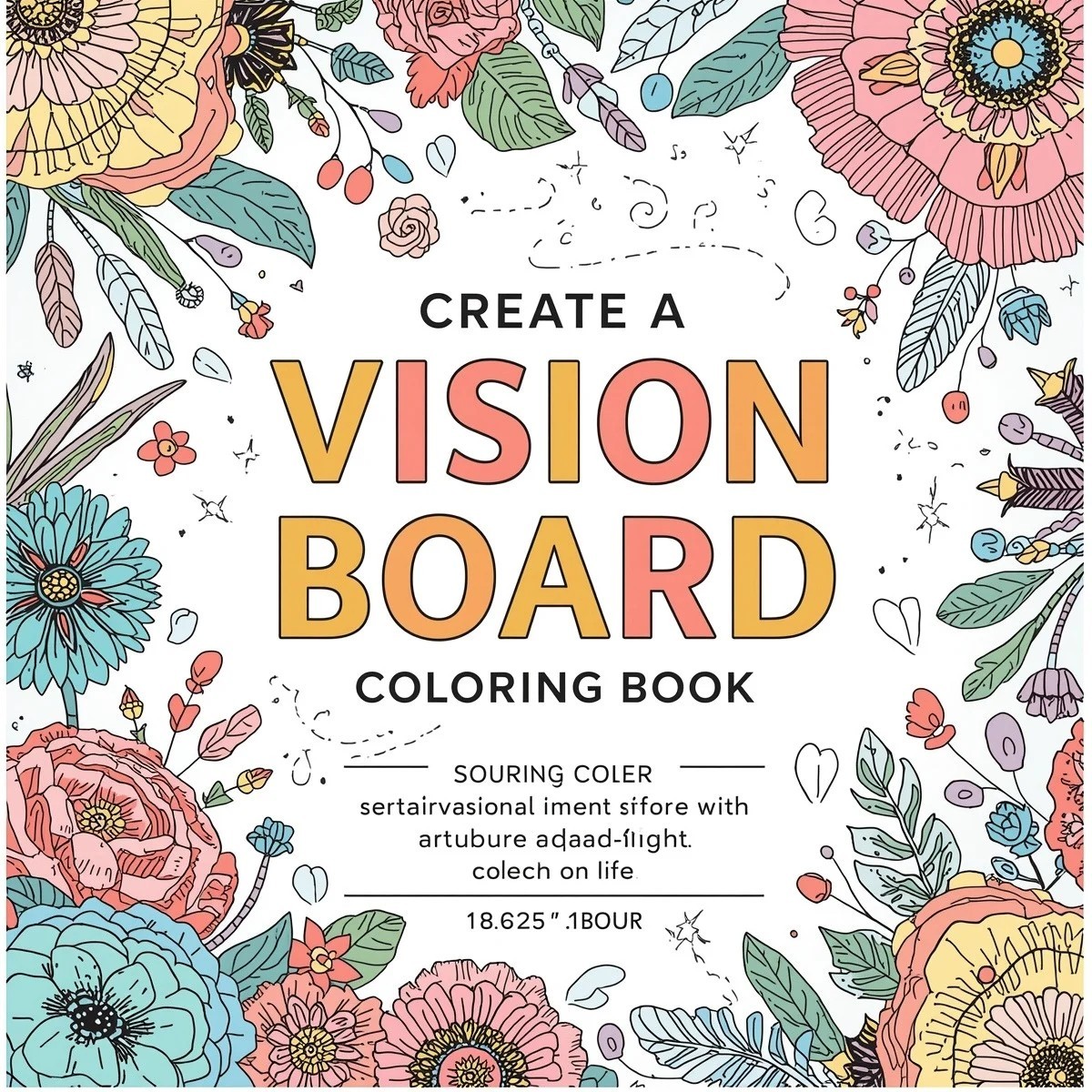 Adult& Manifesting Vision Board Ditigal Coloring Book for Adults 18 Pages