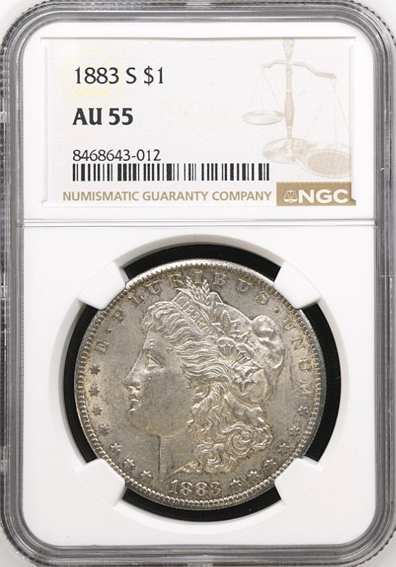 1883 S Morgan Silver Dollar NGC AU55 Coin