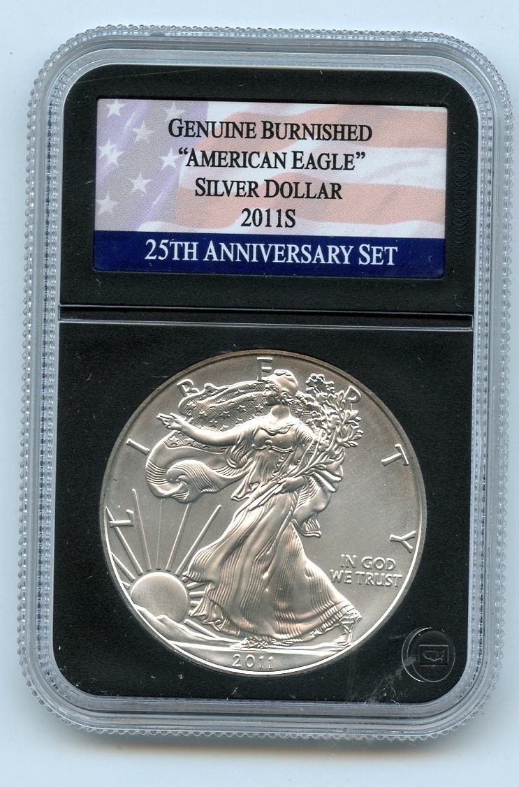 2011-S Burnished American Silver Eagle 25th Anniversary Set - GC642