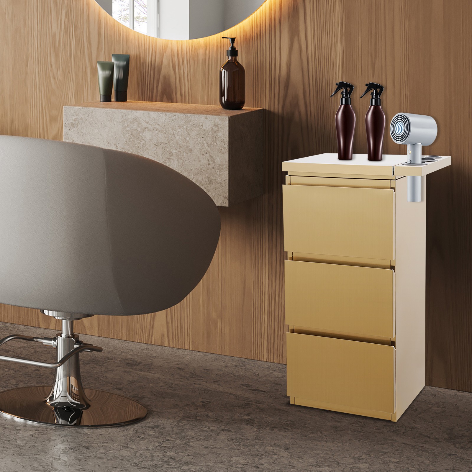 3-Drawer Storage Cabinet, Barber Shop Storage Cabinet, Salon Organizer Cabinet