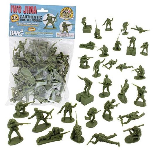 BMC WW2 Iwo Jima US Marines Plastic Army Men - 36 American Soldier Od Green
