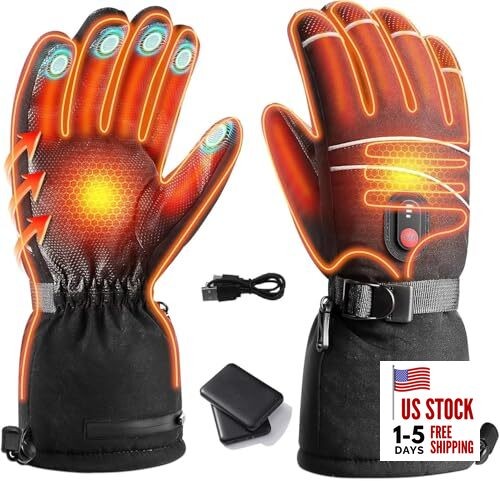 Heated Gloves, 5V 5000mAh Rechargeable Heated Gloves for Men Women, Waterproof 