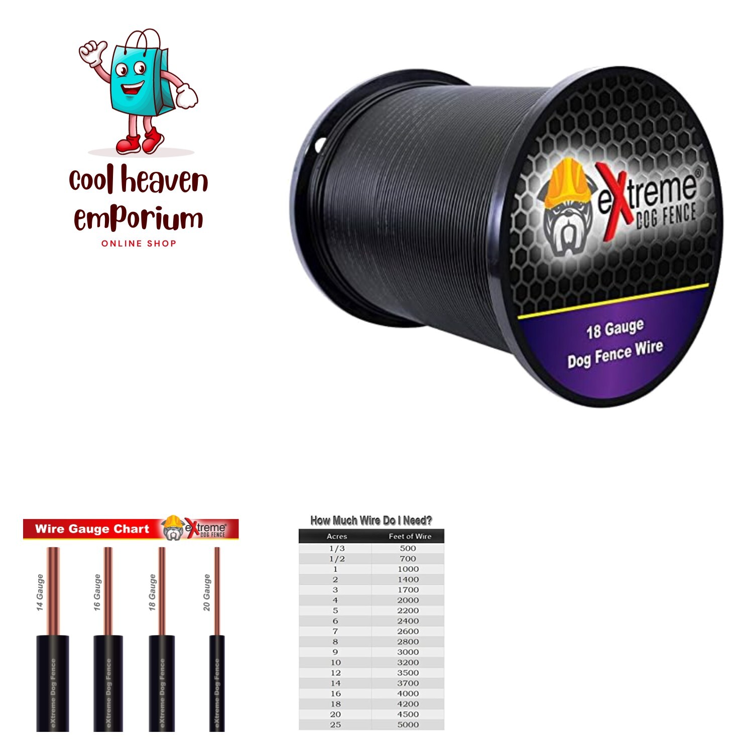 Universally Compatible Underground Fence Wire - 500 Feet of 18 Gauge Wire for...