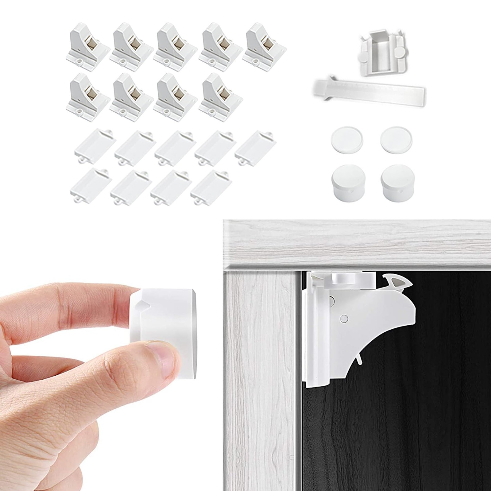 Baby Proofing Magnetic Cabinet Locks (9 Locks and 2 Keys)