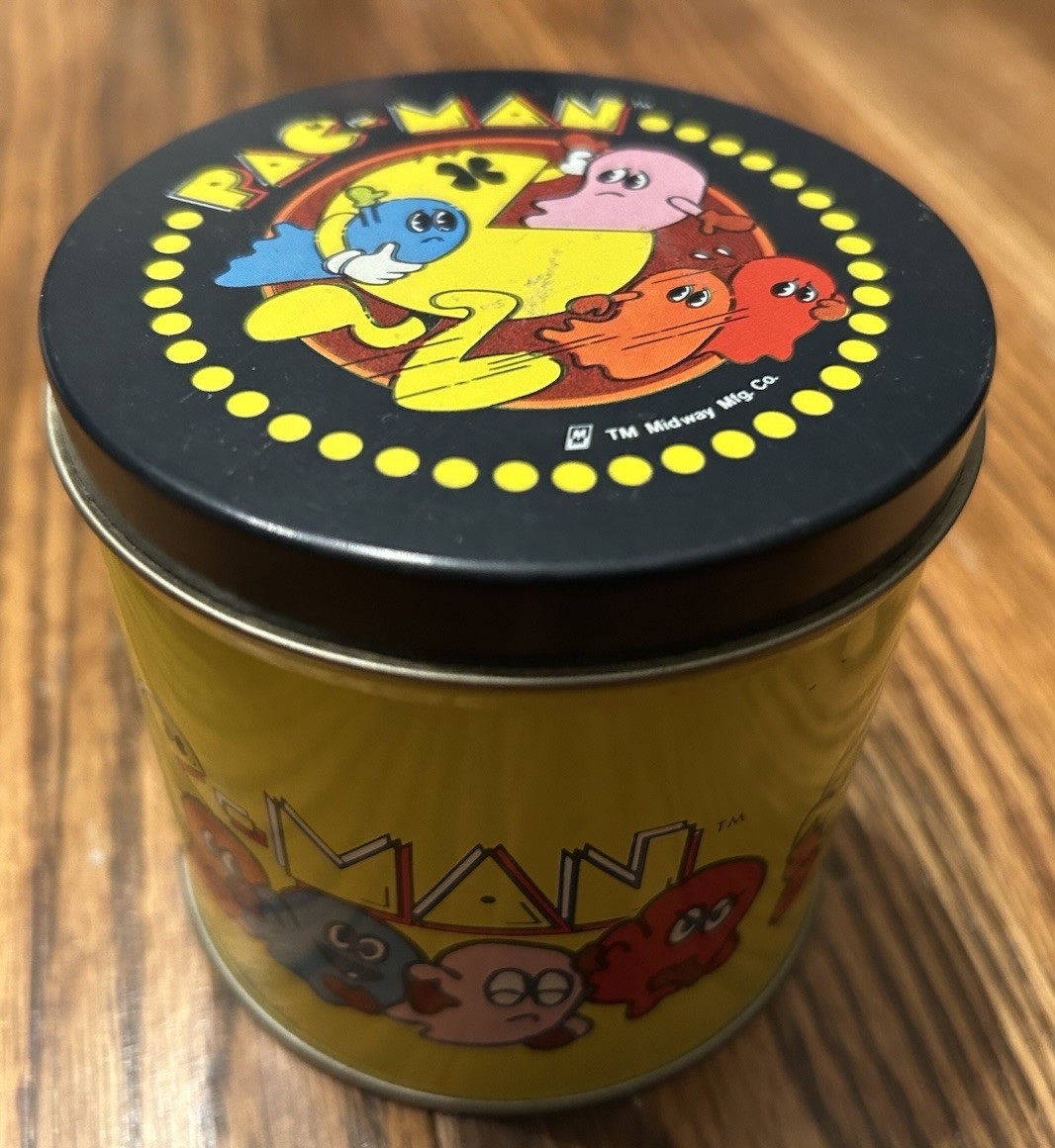 RARE Vintage 1980 Pac-Man Video Game Tin Storage Box Bally Midway Mfg. Co. 3.5 h