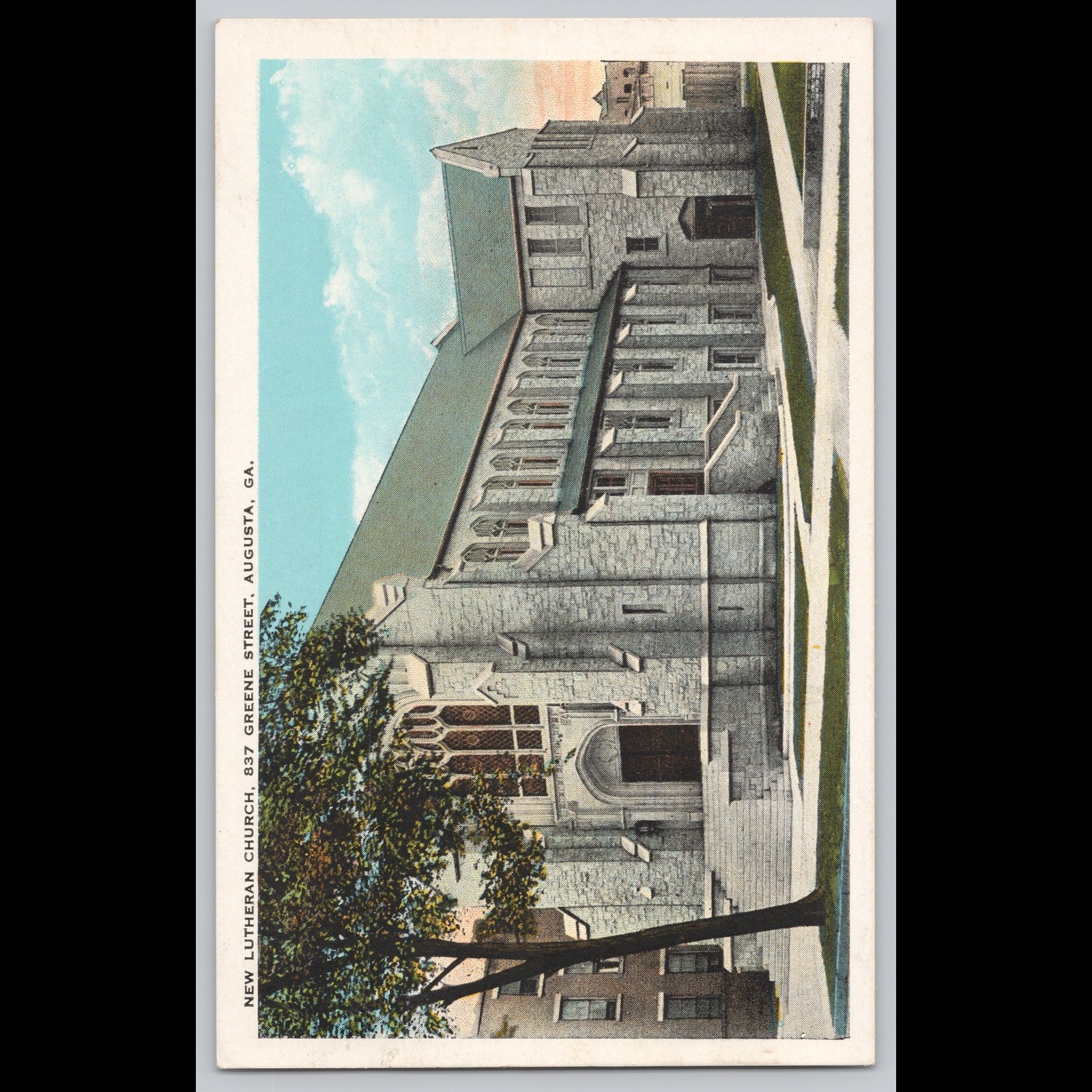 Antique Postcard New Lutheran Church Greene Street Augusta GA Architecture
