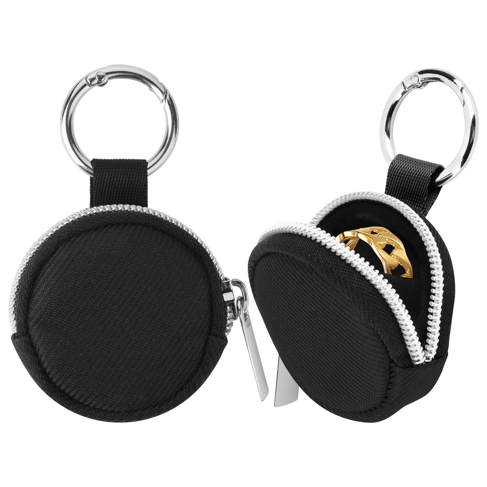 Portable Ring Organizer Case with Keychain, Traveling Ring Holder Storage Bag...