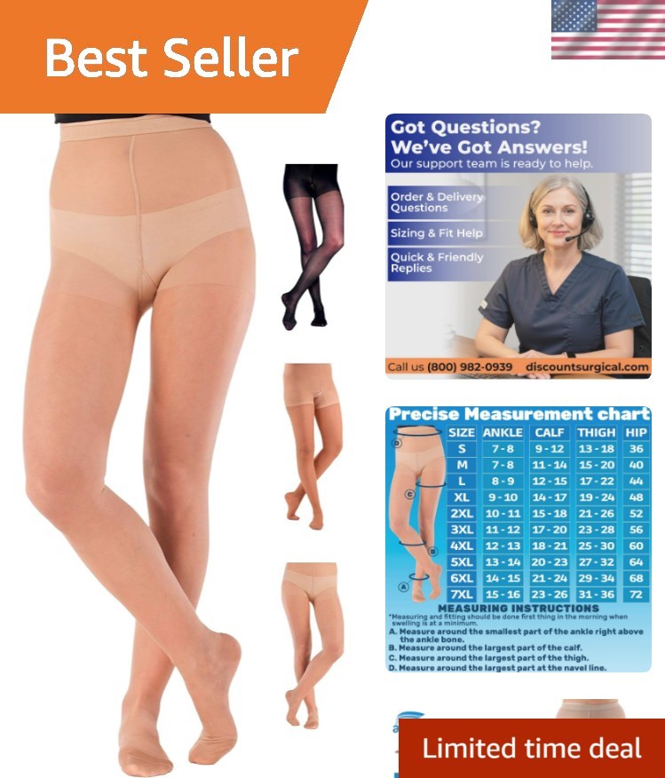 - Sheer Compression Pantyhose for Women 20-30mmHg - Graduated Support Compres...