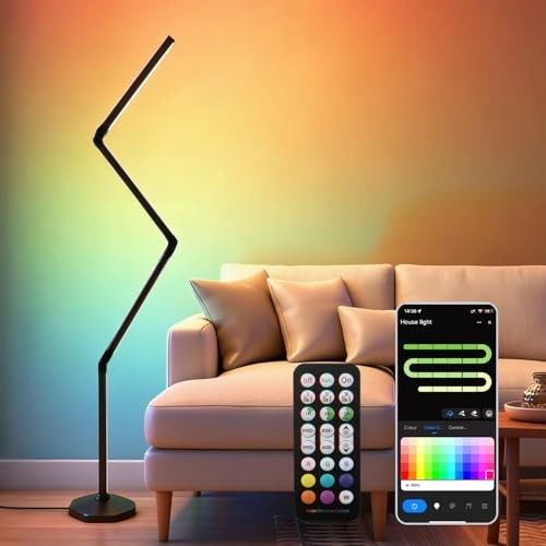 LED RGB Corner Floor Lamp Foldable Floor Light 2200K-6500K Tunable White with 