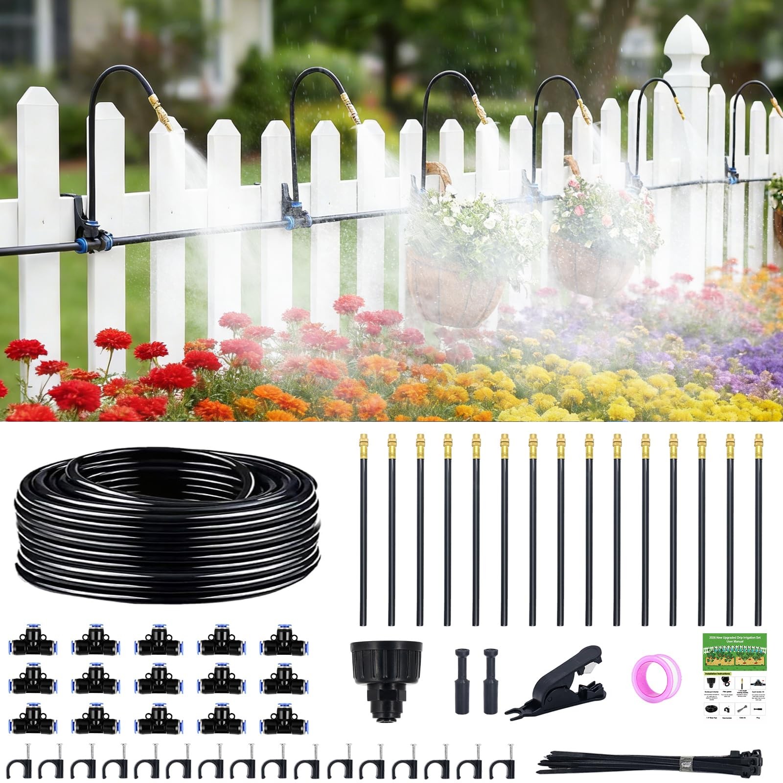 360° Adjustable Drip Irrigation System - Compatible 1/4" Irrigation System, 5...