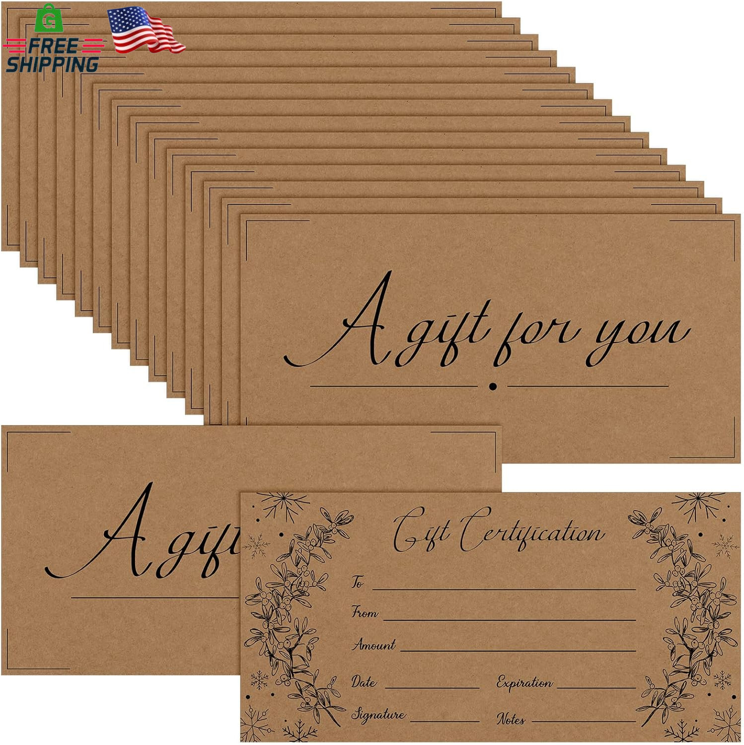 Spiareal 50 Pcs Blank Gift Certificates for Small Businesses 3.75 X 7.5 Inches D