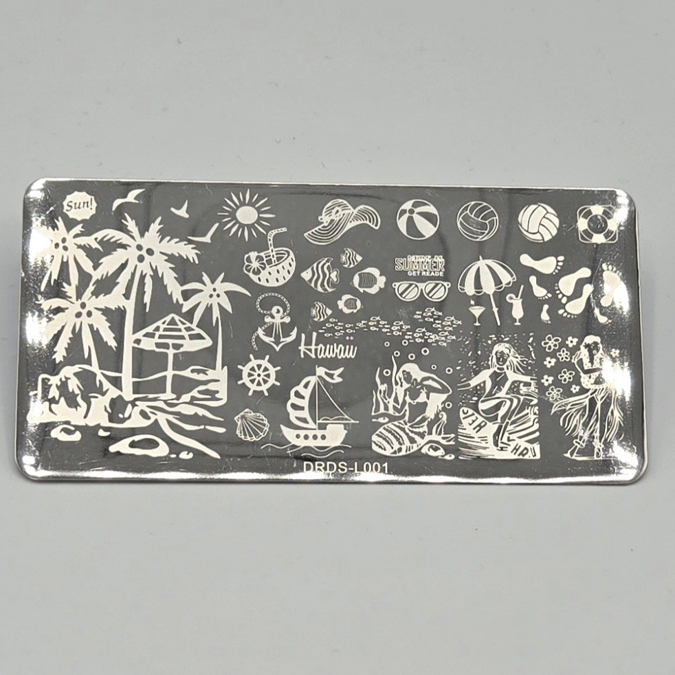nail art stamping plate resin art craft DRDS-L001 Hawaii hula beach footprints
