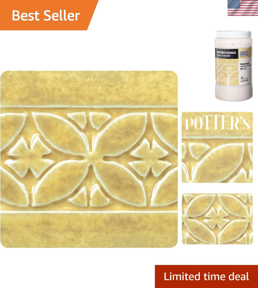 Potter's Choice PC-31 Oatmeal Beige High Fire Glaze Pint, 16 oz. 473 mL, Laye...