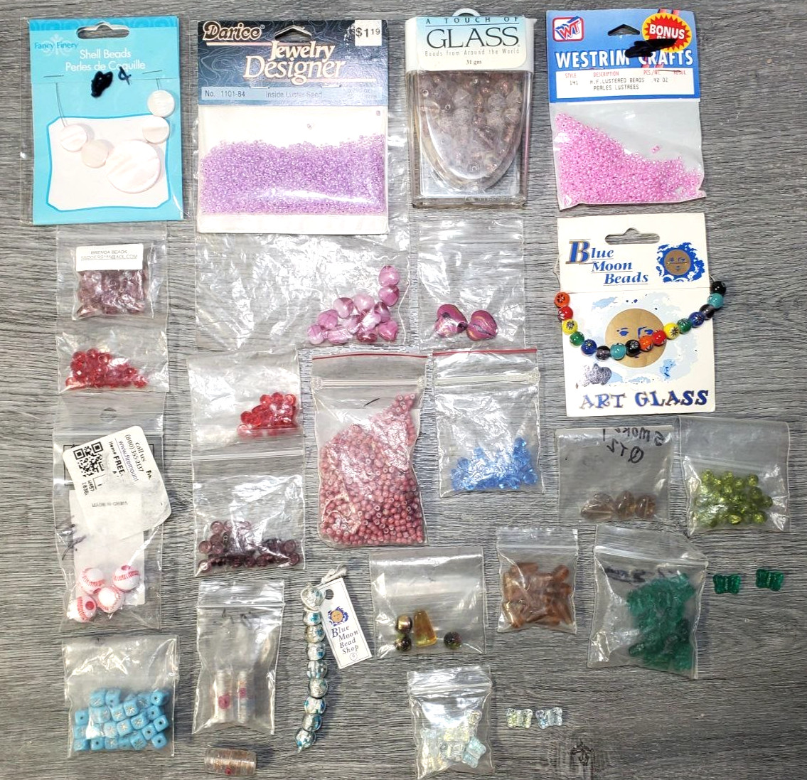 Assorted Beads Lot Glass Seed Art Glass Jewelry Making Blue Moon Darice Westrim