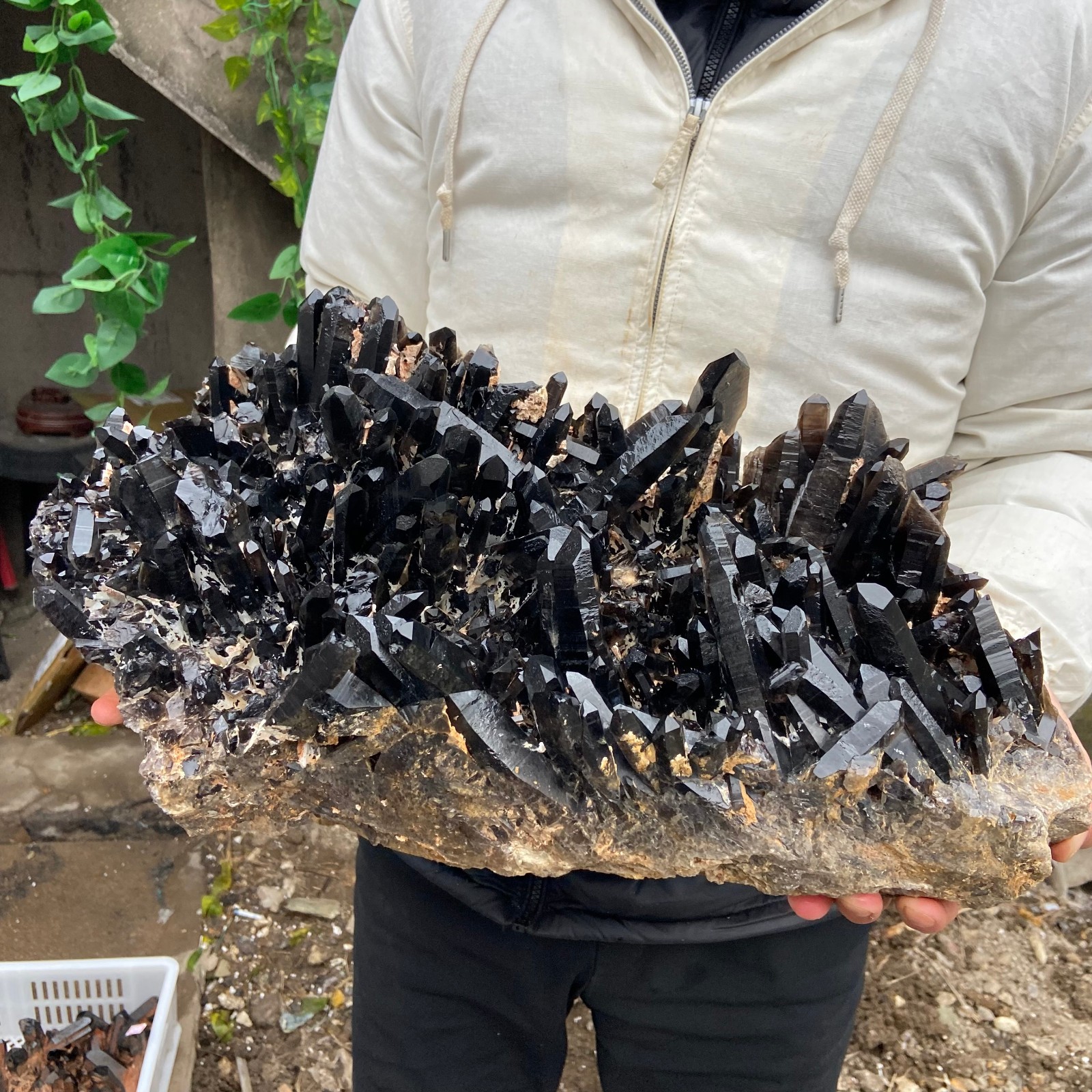 35.9LB Natural Smoky black Quartz Crystal Cluster Rough Specimen Healing Stone