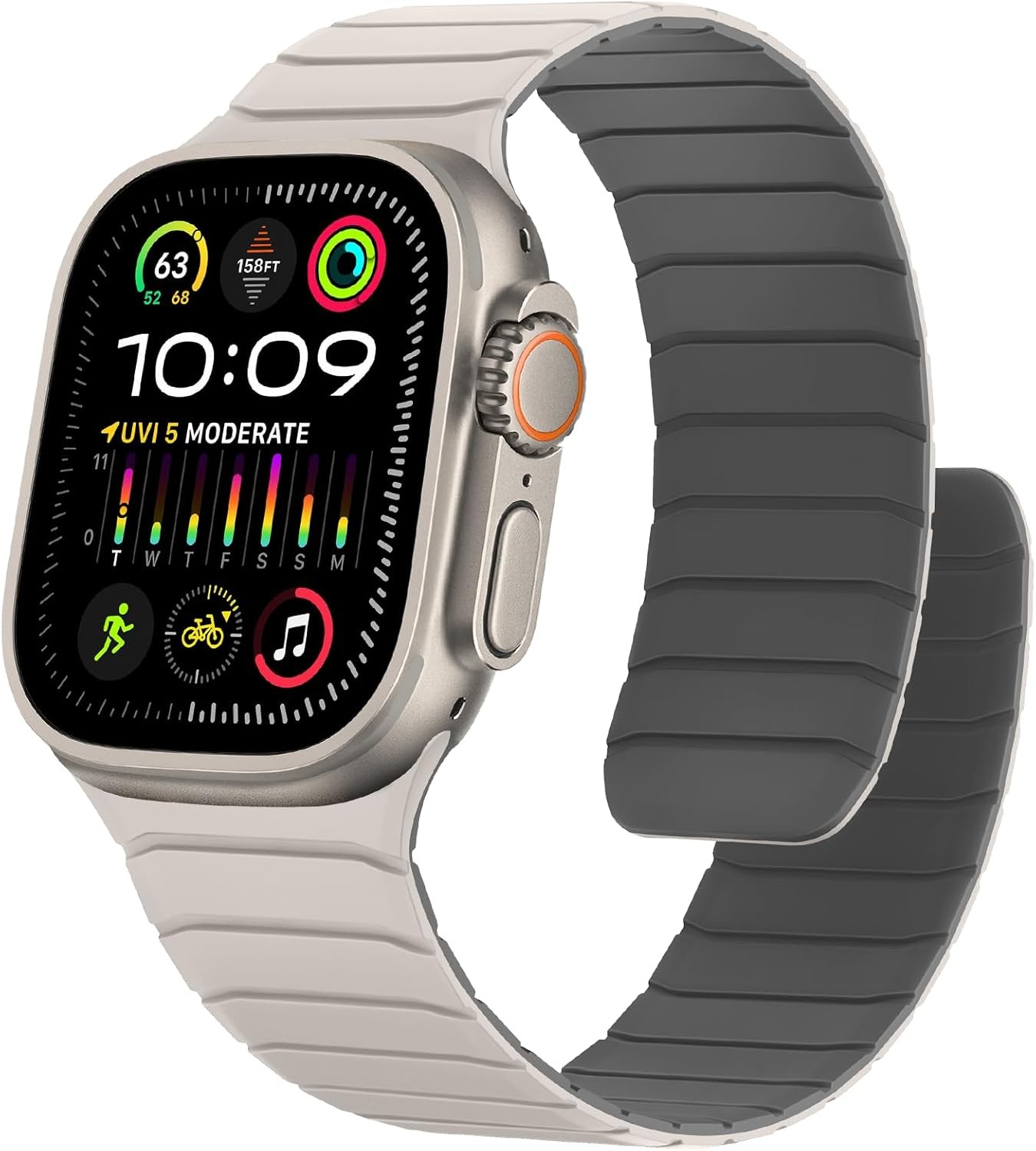 Magnetic Silicone Strap Compatible with Apple Watch 49mm 44mm Sport Band