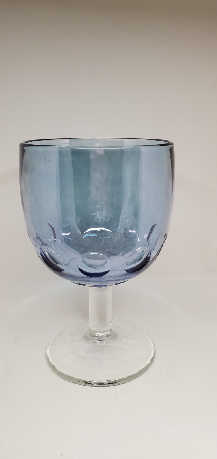 Vintage Blue Iridescent Flash Thumbprint 12 oz Water Goblet
