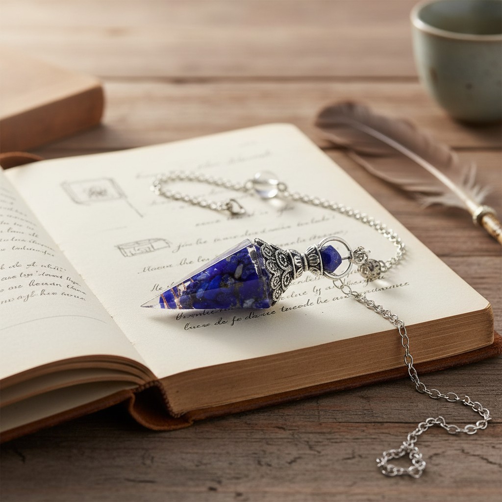 Elegant Lapis Lazuli Dowsing Pendulum with Silver Chain for Reiki and Divination