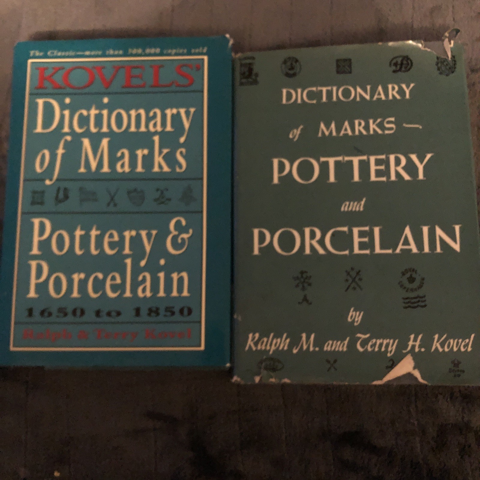 1995 Kovel's Dictionary Of Marks Pottery & Porcelain 1650-1850 H/C 2 Books Lot