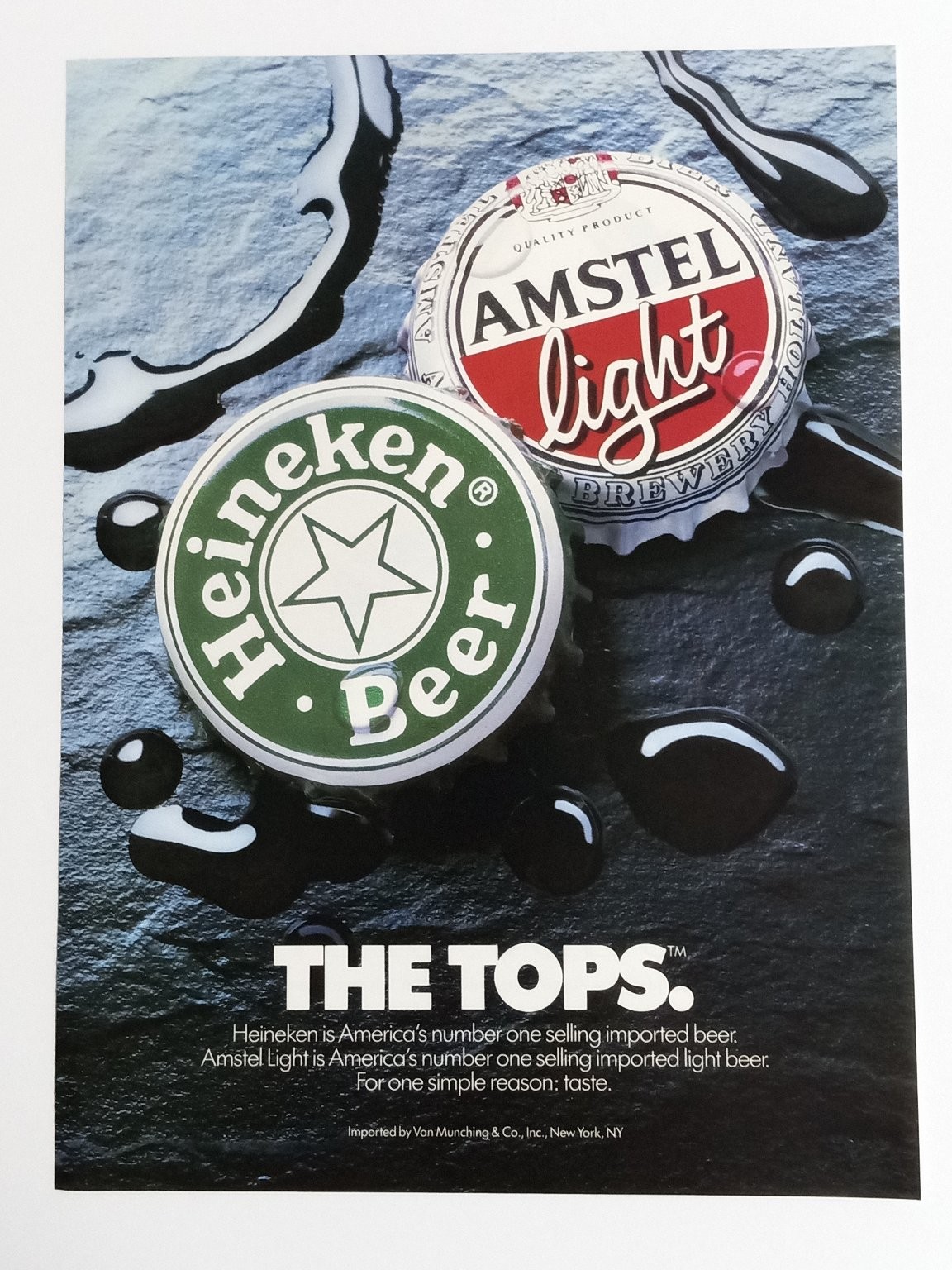 Heineken Amstel Light Advertising Print Beer Bottle Caps Vintage Original