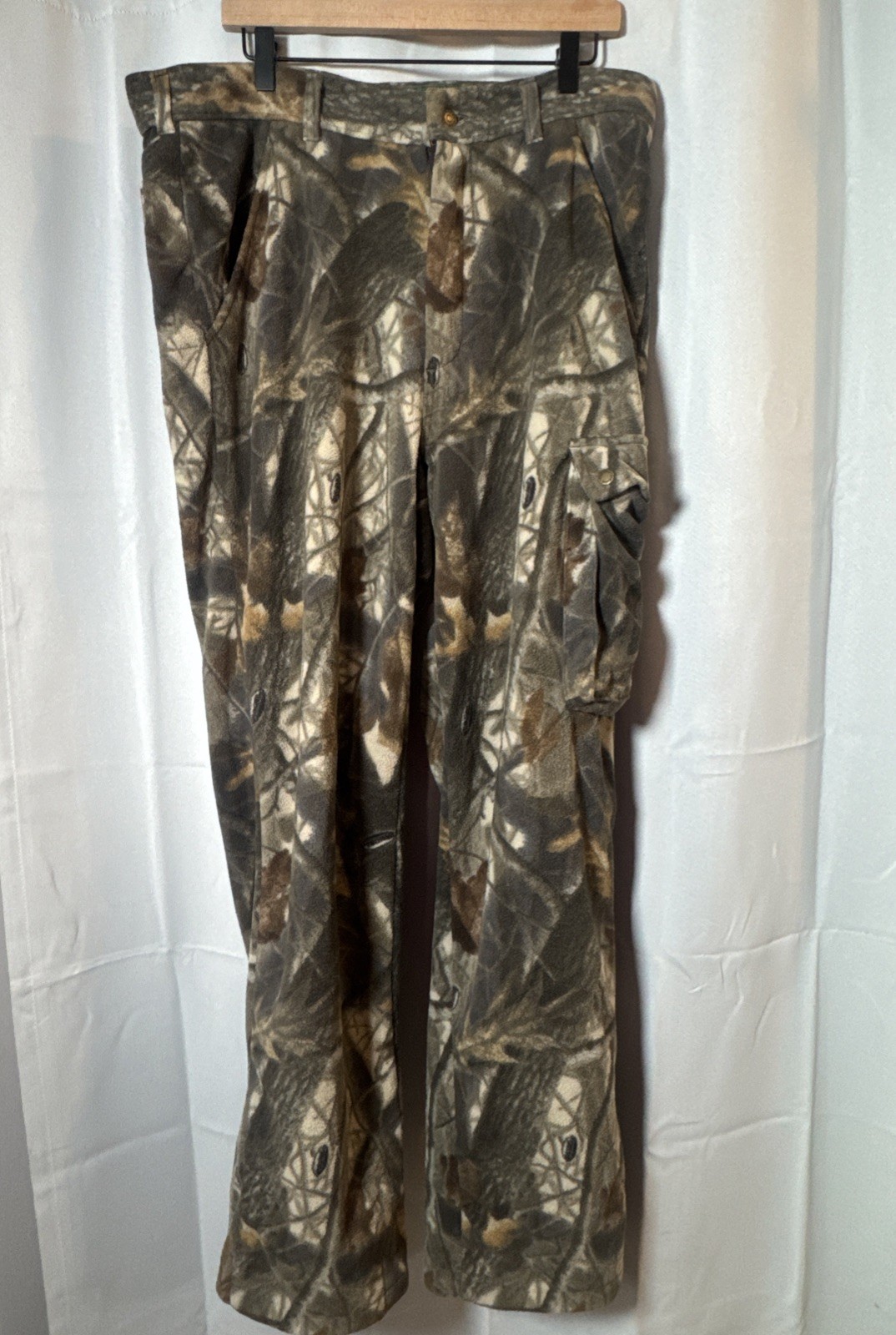 Vtg Cabela's 93-1833 Realtree Camo Fleece Hunting Pants Mens 38 Reg Outdoor