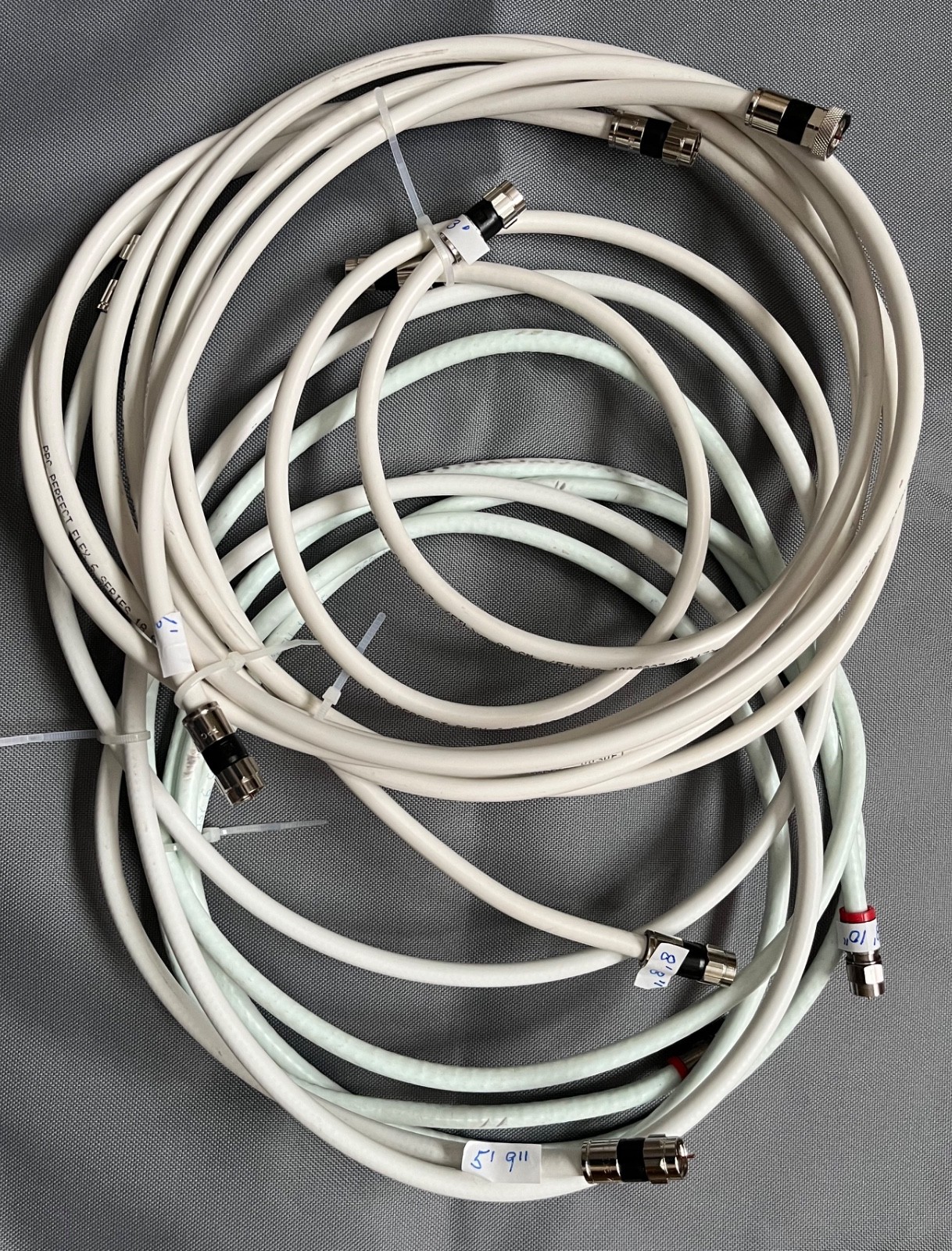 Lot of 5 Coaxial RG6 Cables with F-Type Connectors – Mixed Lengths