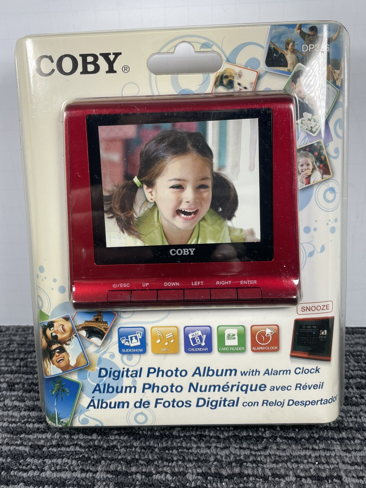 🔥 COBY DP356 Red Digital Photo Album with Alarm Clock USB • New Sealed